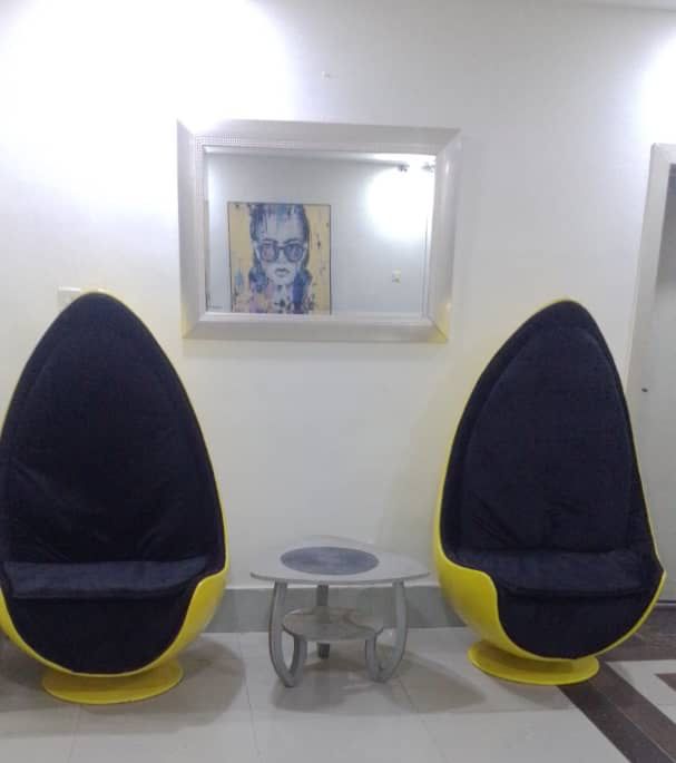 Modern lounge with egg chairs